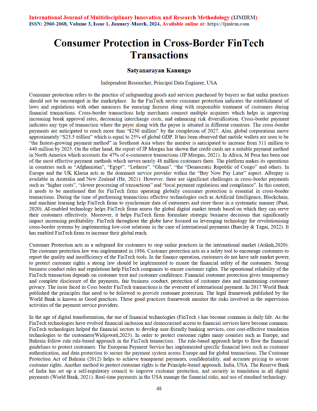 Article: Consumer Protection in Cross-Border FinTech Transactions