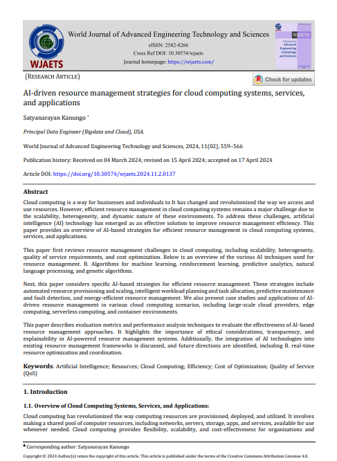 Article: AI-driven resource management strategies for cloud computing systems, services, and applications